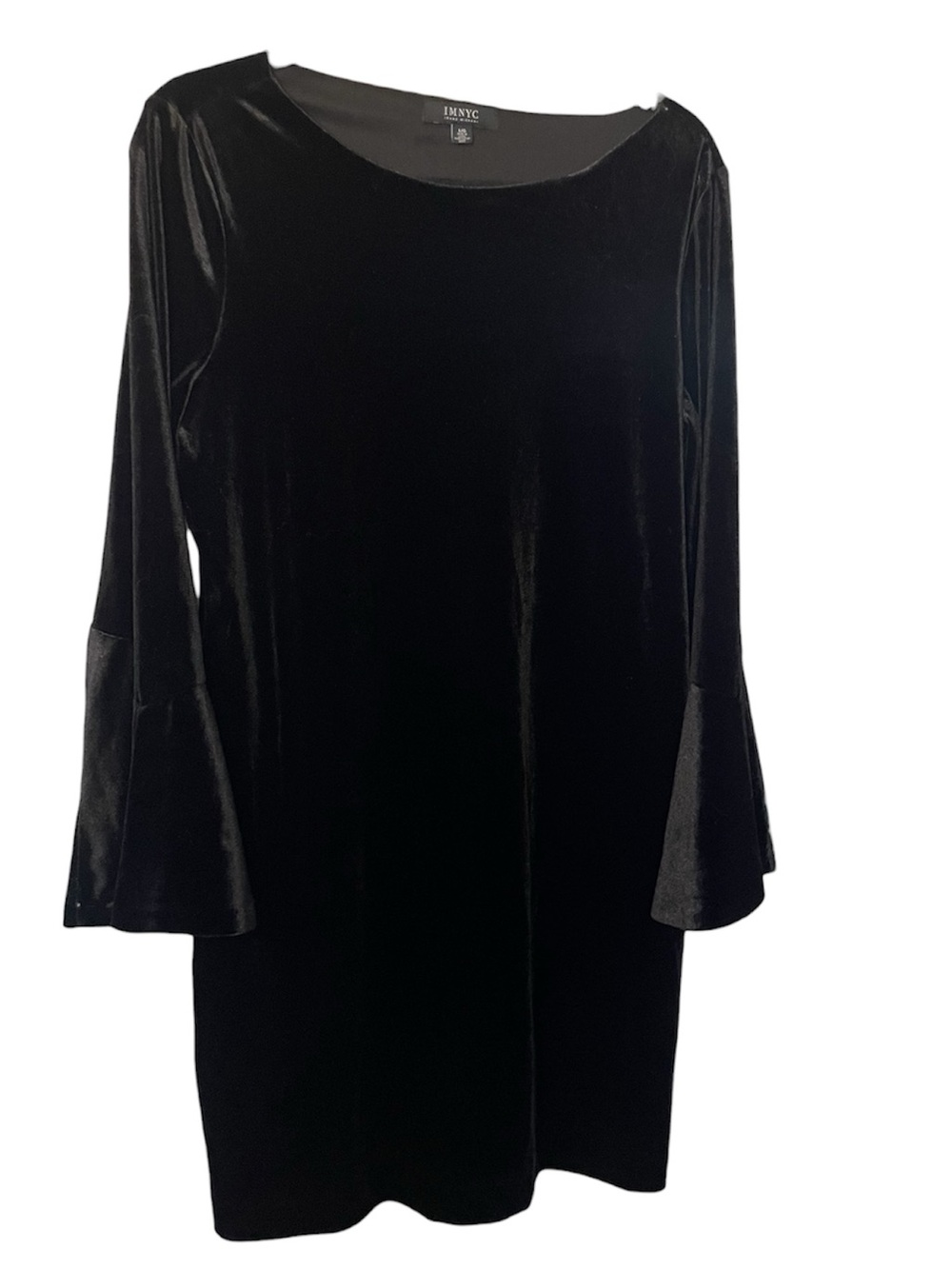 IMNYC Black Velvet Long Sleeve Bell-Sleeve Dress Size Large